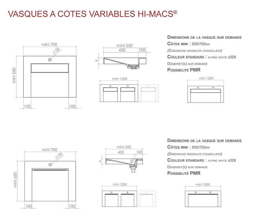 Pierre acrylique - Gamme cuves Hi-Macs