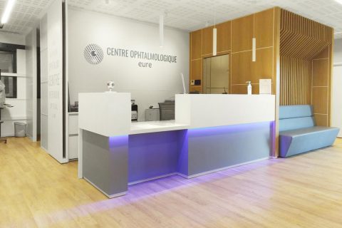 banque d'accueil médical pierre acrylique Mitry Mory